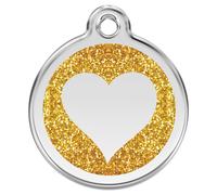 RedDingo Marca Gato Oro Corazón S Grabado 20mm Esmalte Acero Inox. Personal