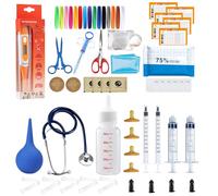 REDDOUDOU Kit de parto para cachorros y gatitos, kit de parto con tetina de alimentación, biberón, estetoscopio, tijeras, abrazaderas de cable, aspirador, etc. Kit completo