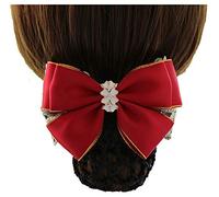 Redecilla for el pelo, pinza for el pelo con lazo, pasador de red con decoración clásica de lazo, pinza for el pelo con resorte, ROJO A
