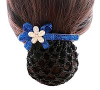 Redecillas for moños, redecilla for mujer, lazo elástico for moños, flor for el cabello, pasador de red, flor plateada azul rey, malla rugosa K26