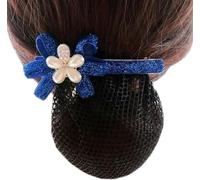 Redecillas for moños, redecilla for mujer, lazo elástico for moños, flor for el cabello, pasador, flor plateada, azul rey, malla fina K27