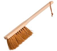 Redecker Cepillo de mano para barbacoa para limpiar parrillas de gas, mango de madera de haya extra largo sin tratar con cabezal de cepillo de fibra de coco resistente al calor, lazo para colgar, 17