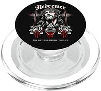 Redentor Jesús Cruz Gótica Rosas Corazón Sagrado Juan 14:6 PopSockets PopGrip para MagSafe