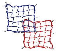 Redes de Equipaje Moto, 2 Piezas Red de Cascos Moto con Ganchos(38 * 38cm), Motocicleta Elasticos Transporte Red Elástica de Carga para Moto,ATV Bicicleta(Azul&Rojo)