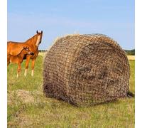 Redes de heno de alimentación lenta de pacas redondas para caballos, alimentador lento de heno para caballos, ganado, cabras, con agujero de 5 cm (5 x 5 pies)