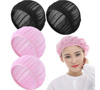 Redes para el cabello de 4 piezas para dormir, redes de malla de malla transpirable ajustable nets elástico y retráctil para personal de servicio, médicos, enfermeras.