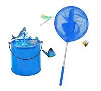 Redes telescópicas de mariposa, redes de pesca extensibles con cubos de agua plegables para atrapar insectos cangrejos, insectos, pájaros, playa, estanques, piscina, red telescópica al aire libre