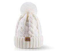 REDESS Gorro de Invierno con pompón para Mujer con Forro Polar cálido, Gorro de esquí Grueso y Holgado con Punto de Nieve y Calavera