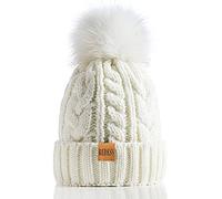 REDESS Gorro de Invierno con pompón para Mujer con Forro Polar cálido, Gorro de esquí Grueso y Holgado con Punto de Nieve y Calavera