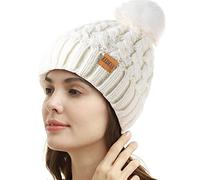 REDESS - Gorro de Invierno con pompón para Mujer, Gorros cálidos con Forro Polar, Gorro Cruzado de Punto de Nieve Holgado Grueso para Damas