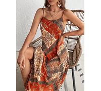 REDESYN Paisley Print Low Back Cami Dress (Color : Multicolor, Size : Small)