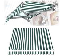 REDEXI Cubierta Toldo Retráctil, Reemplazo Tela De Toldo De Poliéster Impermeable, Tela Vela De Sombra Patio Exterior, Roja/Verde/Negra+Raya Blanca(Green+White,8x11ft/2.4x3.4m)