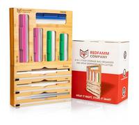REDFAMM - Organizador de bolsas con cierre hermético 8 en 1, organizador de papel de aluminio y plástico con cortador, organizador de bolsas de plástico de bambú para cajón de cocina, organizador de