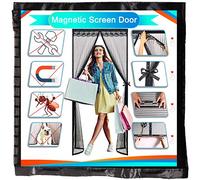 Redfire Mosquitera Puerta Magnetica Abatible 110x180cm, Parada Automática Mosquitera con Cierre Magnético Durable Diferentes tamaños para Portón De Entrada Negro