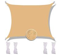 Redfire Toldo Vela Impermeable 2.5X2.5M, La Seguridad Toldos Vela Baratos Impermeable Paño de Oxford Incluyendo Cuerda de Sujeción Aislamiento de Calor para Barbacoa Amarillo Arena