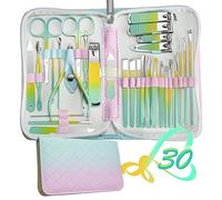 RedFlow - Juego de cortaúñas 30 en 1, kit de manicura para mujeres, cortaúñas para los pies, kit de pedicura, herramientas de pedicura, adecuado para herramientas de manicura de viaje, kit de uñas de