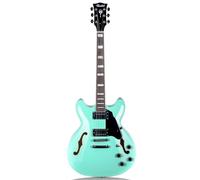 Redid Guitarra eléctrica de cuerpo semihueco RD-100 Guitarra de jazz con agujero F, cuello de arce, pastillas humbucker (verde)