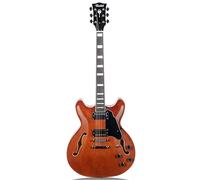 Redid Guitarra eléctrica de cuerpo semihueco RD-100 Guitarra de jazz con agujero F, cuello de arce, pastillas humbucker (café)