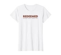 Redimido, diseño de salvación del evangelio Cristiano para Hombre, Parte Trasera Camiseta gráfica económica, Mujer, Blanco, XL