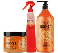 Redist Argan Oil - Set de cuidado del cabello - Champú 500 ml + mascarilla capilar 475 ml + acondicionador de 2 fases 400 ml | Hidratación, Reparación y Brillo | Para cabello seco y dañado