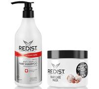 Redist Champú anticaída de 500 ml y máscara de ajo para el cabello 475 ml - Contra la caída del cabello, para un cabello más fuerte y más grueso - Repara daños e hidrata - Para cabello seco y dañado