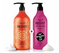 Redist Champú Argan 500 ml y crema para el cabello con aguacate de 500 ml - Kit hidratante para el cuidado del cabello - Antiencrespamiento, reparación y brillo - Para cabello seco y dañado