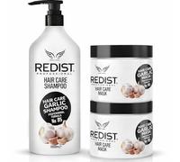 Redist Champú Profesional Anticaída con Ajo 1000 ml + 2 Mascarilla Capilar 475 ml | Fortalece y Nutre | Previene la Caída del Cabello | para Cabello Seco, Frágil o Dañado (Paquete de 1+2)