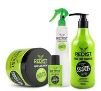 Redist Kit de cuidado del cabello de queratina - Champú 500 ml + mascarilla para el cabello 475 ml + acondicionador 400 ml + perfume para el cabello 50 ml Love Garden | Reparación, fuerza y brillo |