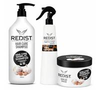 Redist Set de cuidado del cabello con ajo - Champú 1000 ml + Mascarilla 475 ml + 2 Fase Acondicionador 400 ml Milk & Honey | Fórmula anticaída y fortalecimiento | Para cabello seco y dañado