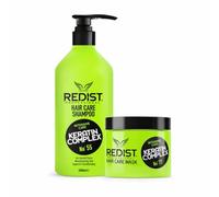 Redist Set profesional de queratina Complex - Champú cuidado del cabello No.55 1000 ml + mascarilla para el cuidado del cabello nº 77 475 ml | Cuidado intensivo y brillo | Para cabello seco y dañado