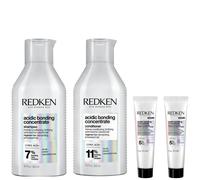 Redken Acidic Bonding Concentrate Shampoo and Conditioner 500ml with Leave-In Treatment 2 x 30ml, Bond Repair for Damaged Hair