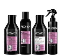 Redken PACK Champú sin sulfatos de color ácido de 300 ml, acondicionador de brillo de color ácido de 300 ml, tratamiento de brillo de vidrio activado de 237 ml y tratamiento de protección contra el
