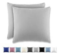 REDKEY Funda Almohada- Juego de 2 Fundas Almohadas 40x40 cm, con Cremallera Oculta, Transpirable Suave Antiarrugas de Microfibra - Gris Claro