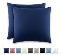 REDKEY Funda Almohada- Juego de 2 Fundas Almohadas 40x40 cm, con Cremallera Oculta, Transpirable Suave Antiarrugas de Microfibra - Azul Marino