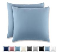 REDKEY Funda Almohada- Juego de 2 Fundas Almohadas 40x40 cm, con Cremallera Oculta, Transpirable Suave Antiarrugas de Microfibra - Azul grisáceo