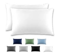 REDKEY Funda Almohada- Juego de 2 Fundas Almohadas 40x70 cm, con Solapa (sin Cremallera), Transpirable Suave Antiarrugas de Microfibra - Blanco
