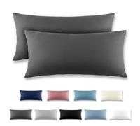 REDKEY Funda Almohada- Juego de 2 Fundas Almohadas 40x80 cm, con Cremallera Oculta, Transpirable Suave Antiarrugas de Microfibra - Gris Oscuro