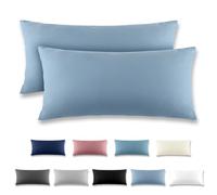 REDKEY Funda Almohada- Juego de 2 Fundas Almohadas 40x80 cm, con Cremallera Oculta, Transpirable Suave Antiarrugas de Microfibra - Azul grisáceo