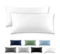 REDKEY Funda Almohada- Juego de 2 Fundas Almohadas 40x80 cm, con Solapa (sin Cremallera), Transpirable Suave Antiarrugas de Microfibra - Blanco
