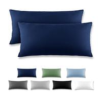 REDKEY Funda Almohada- Juego de 2 Fundas Almohadas 40x80 cm, con Solapa (sin Cremallera), Transpirable Suave Antiarrugas de Microfibra - Azul Oscuro