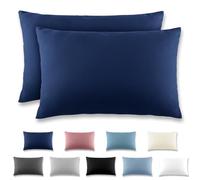 REDKEY Funda Almohada- Juego de 2 Fundas Almohadas 50x70 cm, con Cremallera Oculta, Transpirable Suave Antiarrugas de Microfibra - Azul Marino