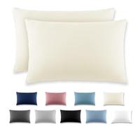 REDKEY Funda Almohada- Juego de 2 Fundas Almohadas 50x70 cm, con Cremallera Oculta, Transpirable Suave Antiarrugas de Microfibra - Crema
