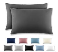 REDKEY Funda Almohada- Juego de 2 Fundas Almohadas 50x70 cm, con Cremallera Oculta, Transpirable Suave Antiarrugas de Microfibra - Gris Oscuro