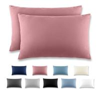 REDKEY Funda Almohada- Juego de 2 Fundas Almohadas 50x80 cm, con Cremallera Oculta, Transpirable Suave Antiarrugas de Microfibra - Rosa de Loto