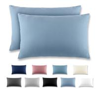 REDKEY Funda Almohada- Juego de 2 Fundas Almohadas 50x80 cm, con Cremallera Oculta, Transpirable Suave Antiarrugas de Microfibra - Azul grisáceo