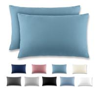 REDKEY Funda Almohada- Juego de 2 Fundas Almohadas 50x80 cm, con Cremallera Oculta, Transpirable Suave Antiarrugas de Microfibra - Azul Agua