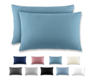REDKEY Funda Almohada- Juego de 2 Fundas Almohadas 50x80 cm, con Cremallera Oculta, Transpirable Suave Antiarrugas de Microfibra - Azul Agua