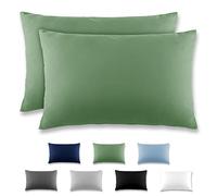 REDKEY Funda Almohada- Juego de 2 Fundas Almohadas 50x80 cm, con Solapa (sin Cremallera), Transpirable Suave Antiarrugas de Microfibra - Verde Hierba