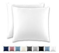 REDKEY Funda Almohada- Juego de 2 Fundas Almohadas 65x65 cm, con Cremallera Oculta, Transpirable Suave Antiarrugas de Microfibra - Blanco