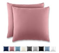 REDKEY Funda Almohada- Juego de 2 Fundas Almohadas 65x65 cm, con Cremallera Oculta, Transpirable Suave Antiarrugas de Microfibra - Rosa de Loto